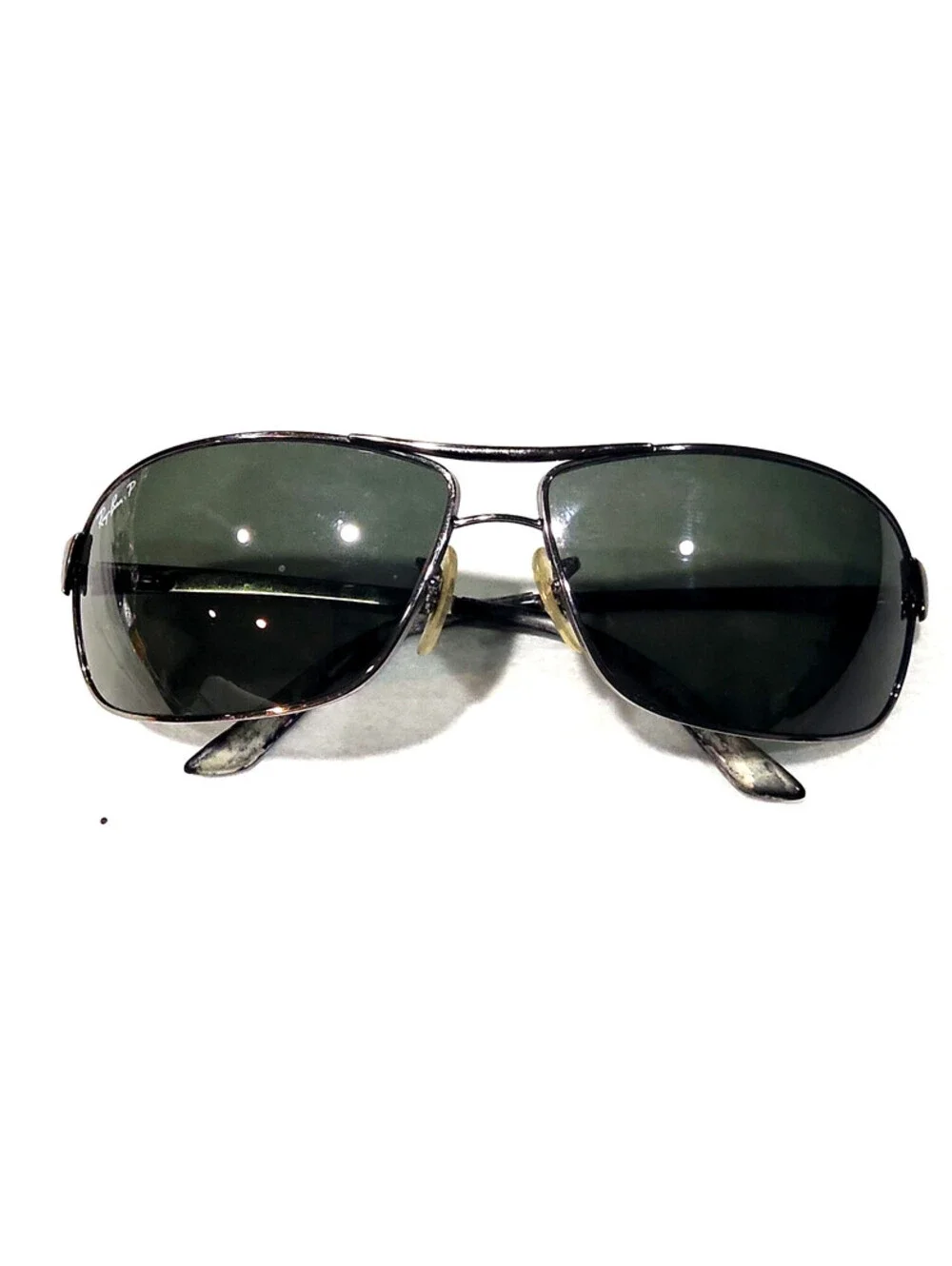 Ray Ban RB3343 004/58 Gunmetal Green Polarized Sunglasses 63-12 Italy